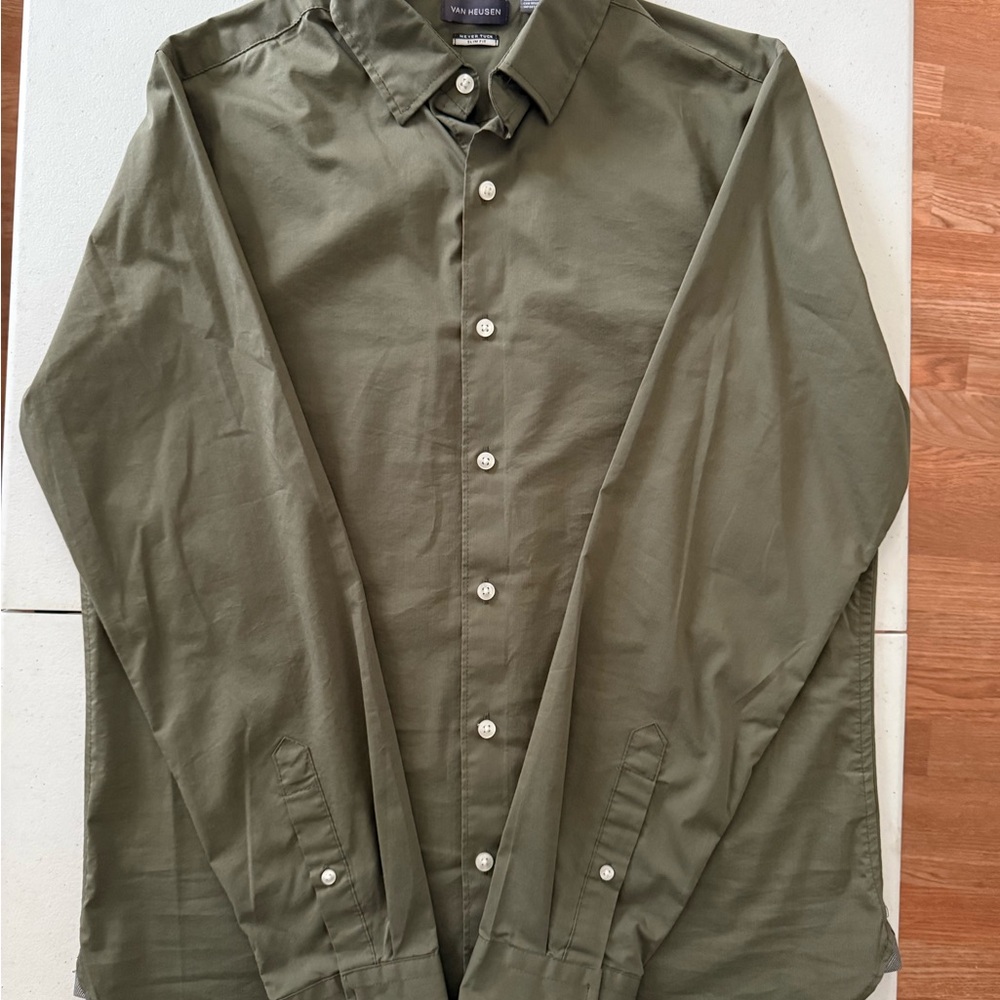 Van Heusen Olive Green Slim Fit Untucked Shirt